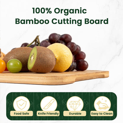 Extra Large Bamboo Cutting Board, 17" x 11" Cutting Boards for Kitchen Charcuterie Boards with Juice Groove and Handles, Chopping Board for Meat, Vegetables and Cheese