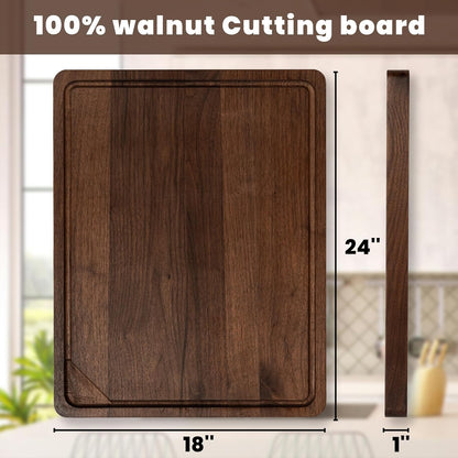 Extra Large Bamboo Cutting Board, 17" x 11" Cutting Boards for Kitchen Charcuterie Boards with Juice Groove and Handles, Chopping Board for Meat, Vegetables and Cheese