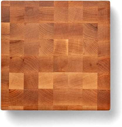 CCB Series Square Wooden Maple Cutting Board 12”x12” – 3” Thick, 13-lb Reversible Butcher Block with End-Grain & Finger Grips – Made in the USA