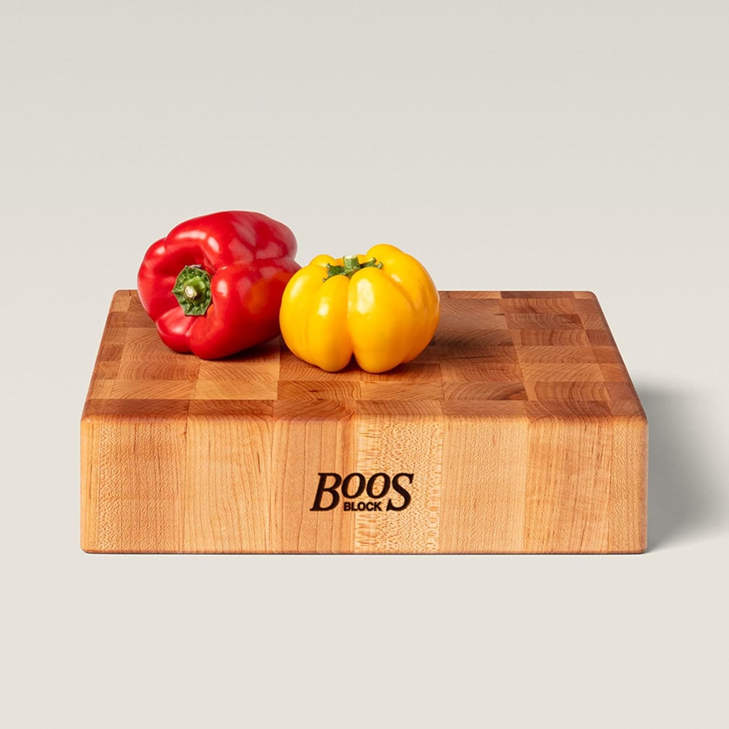 CCB Series Square Wooden Maple Cutting Board 12”x12” – 3” Thick, 13-lb Reversible Butcher Block with End-Grain & Finger Grips – Made in the USA