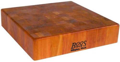 CCB Series Square Wooden Maple Cutting Board 12”x12” – 3” Thick, 13-lb Reversible Butcher Block with End-Grain & Finger Grips – Made in the USA