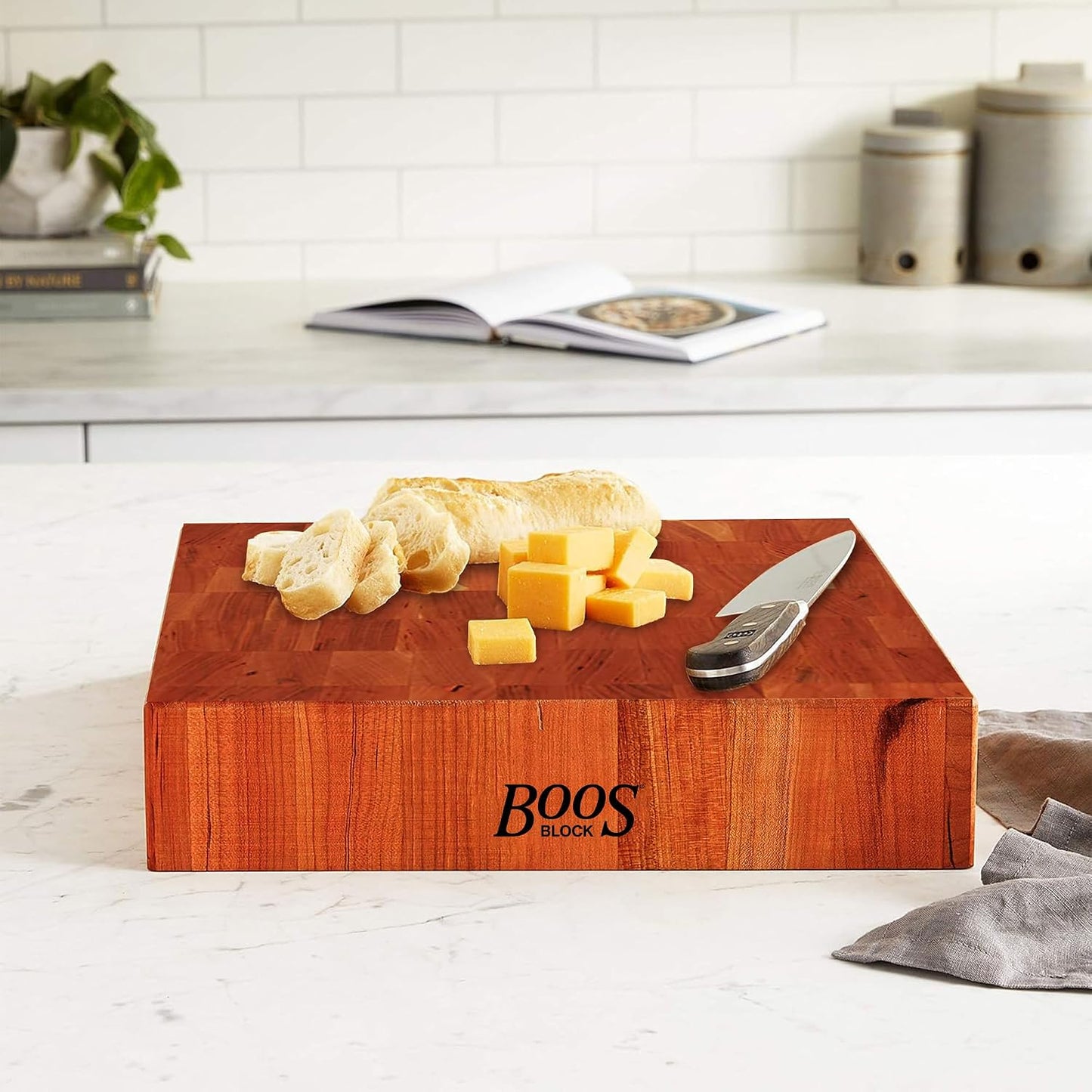 CCB Series Square Wooden Maple Cutting Board 12”x12” – 3” Thick, 13-lb Reversible Butcher Block with End-Grain & Finger Grips – Made in the USA