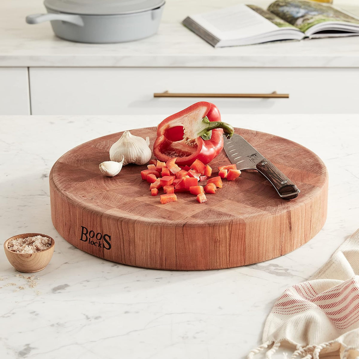 CCB Series Square Wooden Maple Cutting Board 12”x12” – 3” Thick, 13-lb Reversible Butcher Block with End-Grain & Finger Grips – Made in the USA