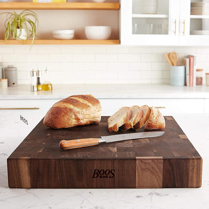 CCB Series Square Wooden Maple Cutting Board 12”x12” – 3” Thick, 13-lb Reversible Butcher Block with End-Grain & Finger Grips – Made in the USA