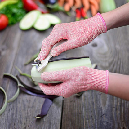 Cut Resistant Gloves Food Grade Level 5 Kitchen Safety Protection (Medium, Pink)