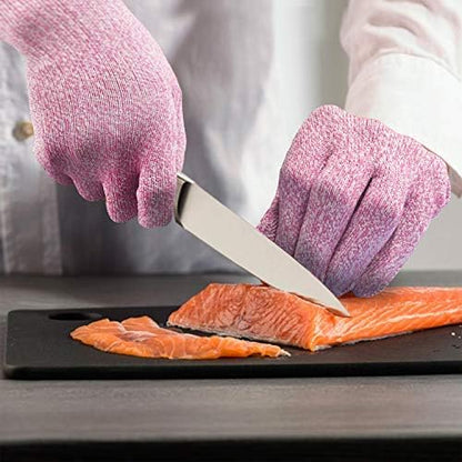 Cut Resistant Gloves Food Grade Level 5 Kitchen Safety Protection (Medium, Pink)