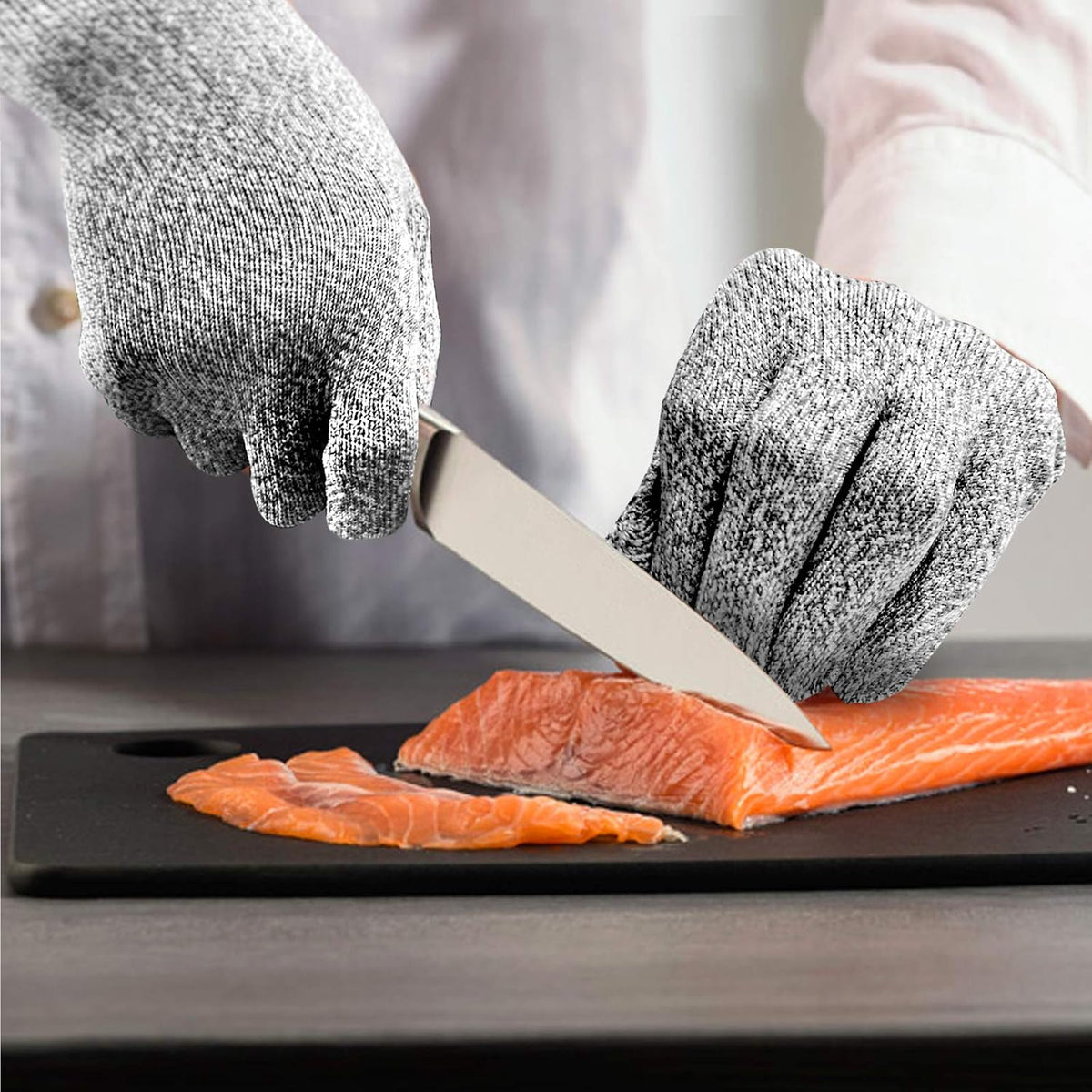 Cut Resistant Gloves Food Grade Level 5 Kitchen Safety Protection (Medium, Pink)