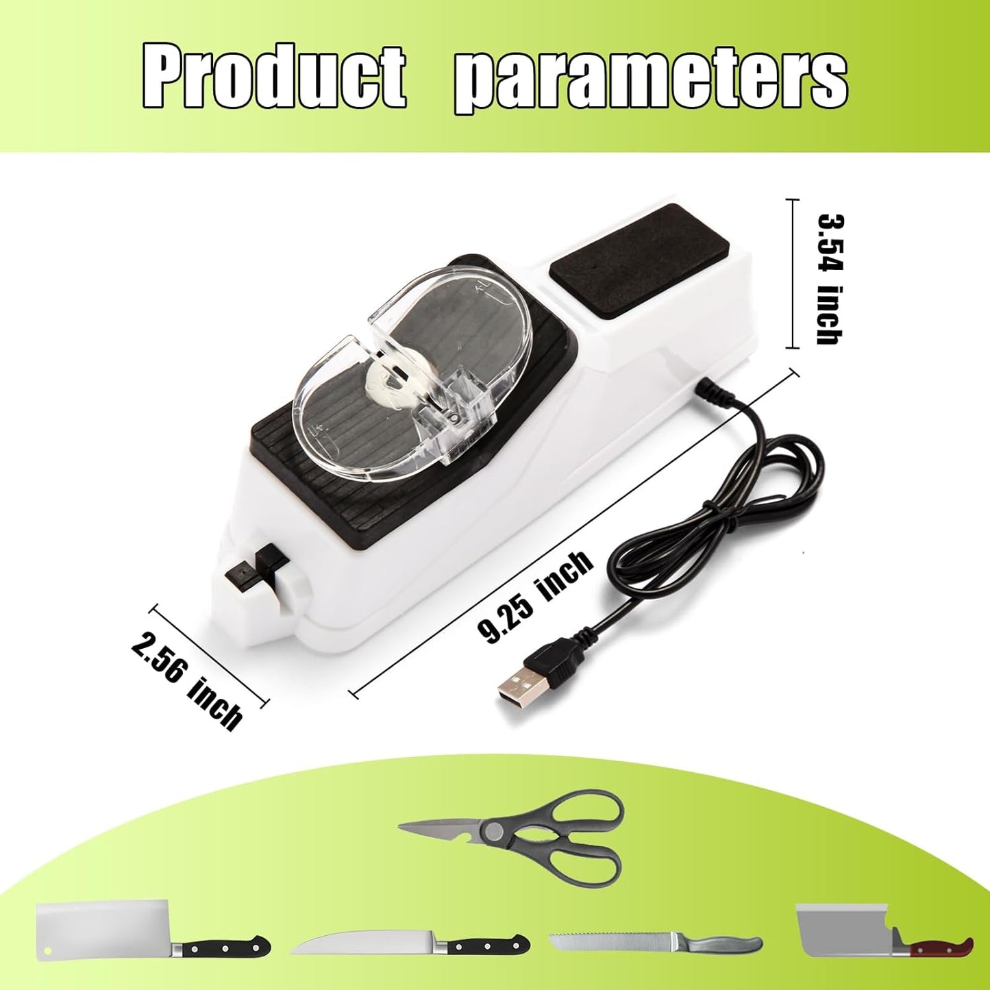 Electric Knife Sharpener,(USB) Double Sided Knife Sharpener,Quick Sharpening & Polishing,with Protective Cover.（5pcs grindstone）