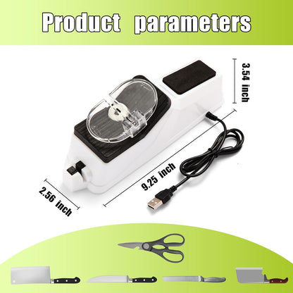 Electric Knife Sharpener,(USB) Double Sided Knife Sharpener,Quick Sharpening & Polishing,with Protective Cover.（5pcs grindstone）