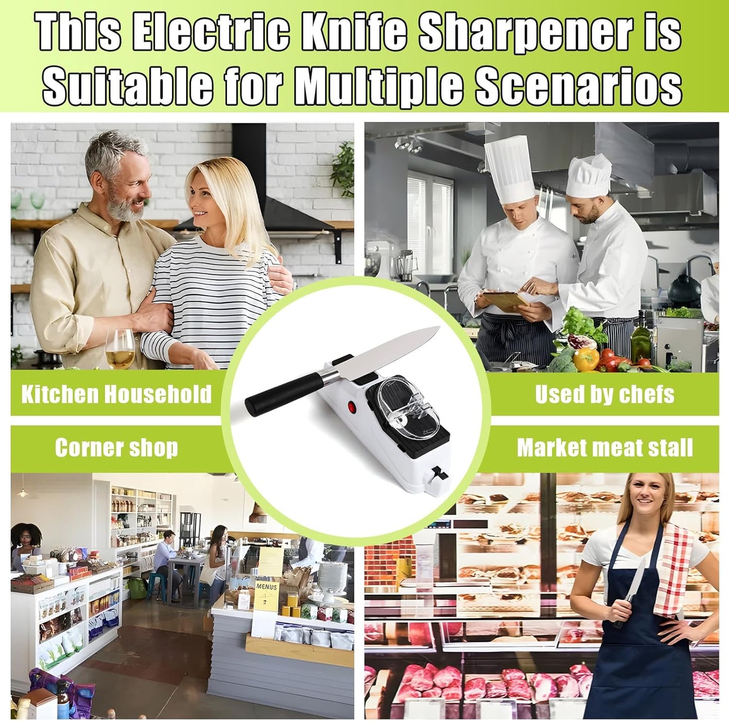 Electric Knife Sharpener,(USB) Double Sided Knife Sharpener,Quick Sharpening & Polishing,with Protective Cover.（5pcs grindstone）