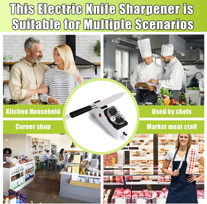 Electric Knife Sharpener,(USB) Double Sided Knife Sharpener,Quick Sharpening & Polishing,with Protective Cover.（5pcs grindstone）