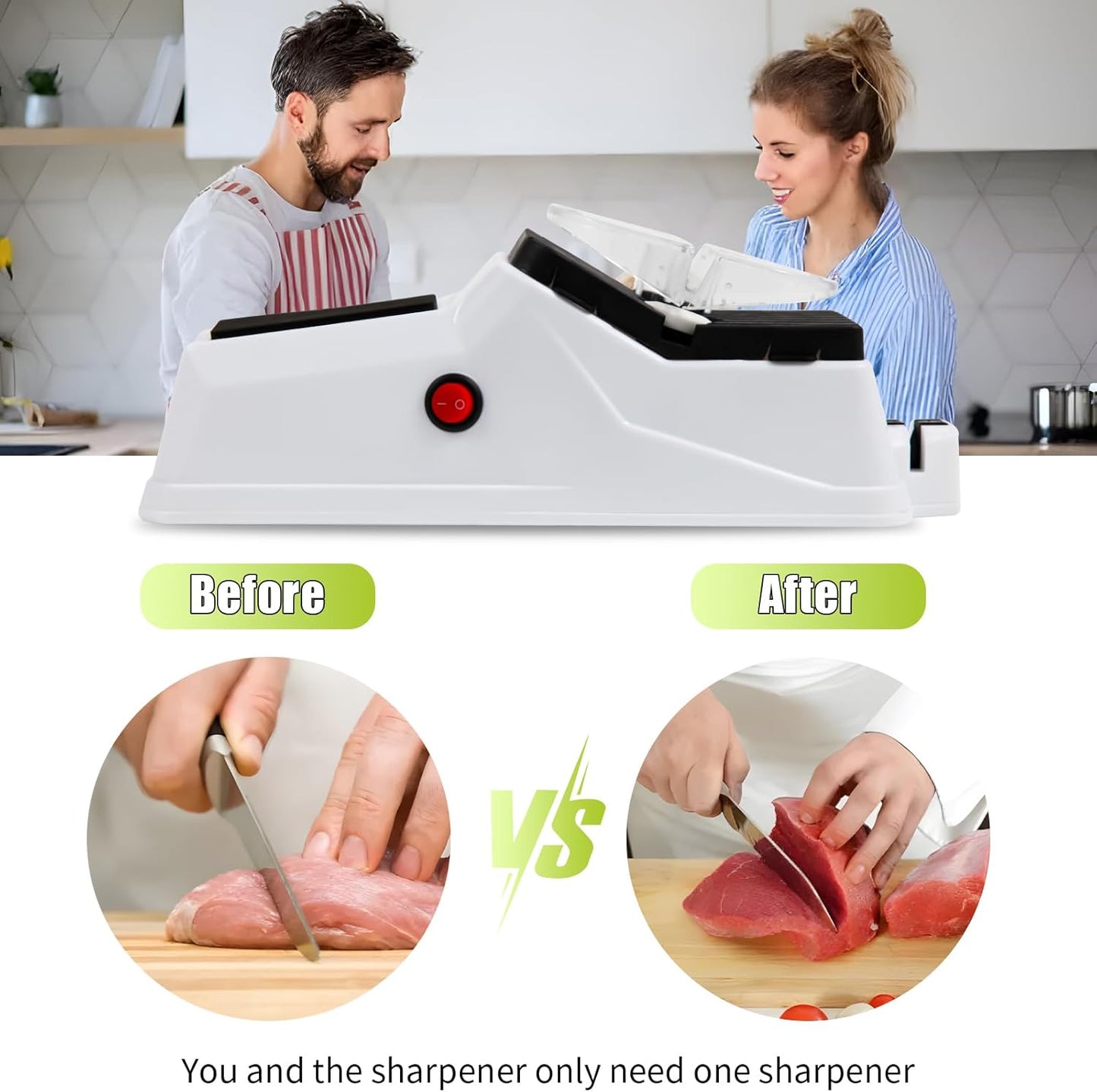 Electric Knife Sharpener,(USB) Double Sided Knife Sharpener,Quick Sharpening & Polishing,with Protective Cover.（5pcs grindstone）