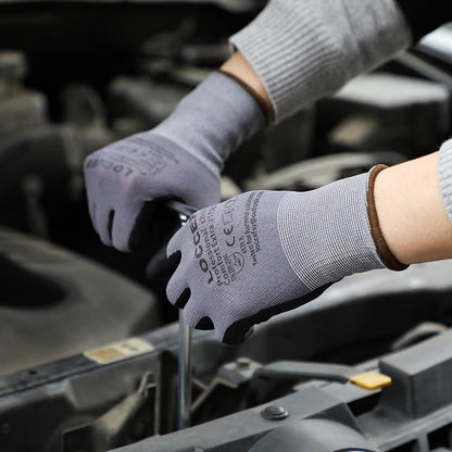 Safety Work Gloves MicroFoam Nitrile Coated-12 Pairs,Seamless Knit Nylon Gloves,Home Improvement,Micro-Foam Gloves