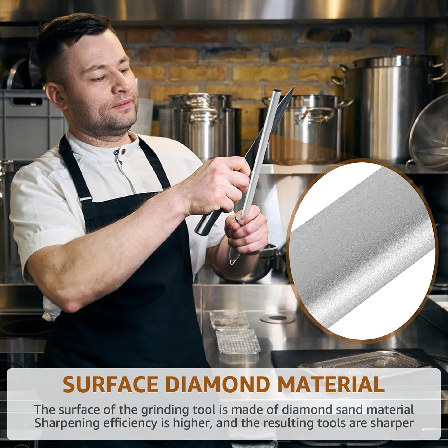 12 In Diamond Knife Sharpening Steel Rod Solid Carbide Sharpener Portable Knife Blade Sharpener Rod Stick Safe Diamond Honing Steel Efficient Knife Sharpening Rod for Honing Knife Blades Garden Tools