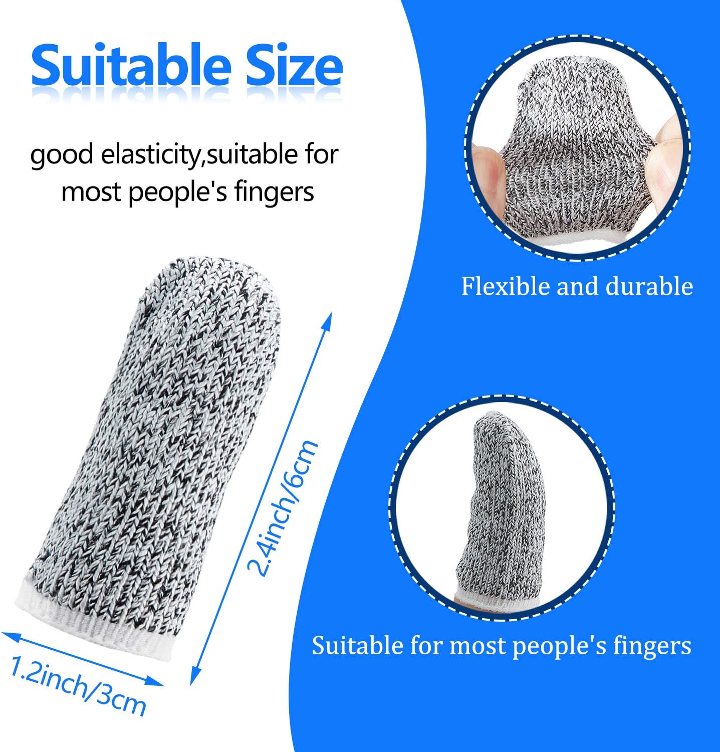 40 Pieces Cut Resistant Finger Cots Protection Reusable Finger Thumb Protector Gloves for Kitchen Sculpture Work (2.4 Inch)