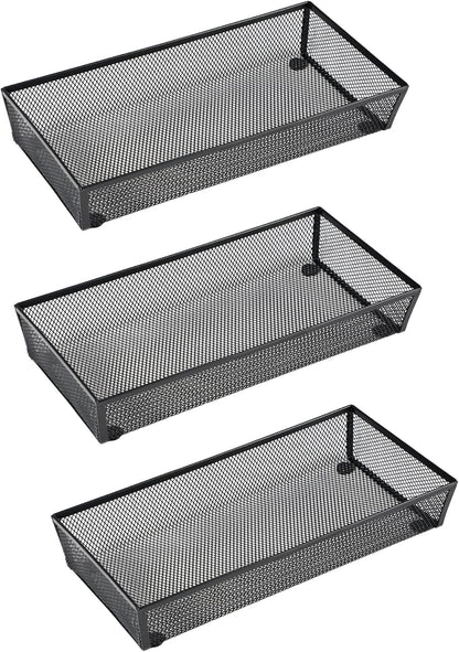 3 Pack Mesh Flatware Drawer Organizer for Kitchen/Office/Home Tools,Spoon Knife Fork Organizers Box Utensil Tabletop Storage Tray (12 x 6 x 2 Inch)