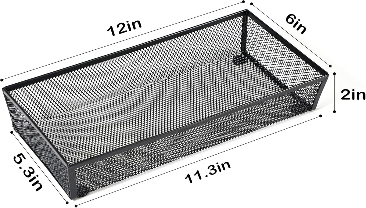 3 Pack Mesh Flatware Drawer Organizer for Kitchen/Office/Home Tools,Spoon Knife Fork Organizers Box Utensil Tabletop Storage Tray (12 x 6 x 2 Inch)
