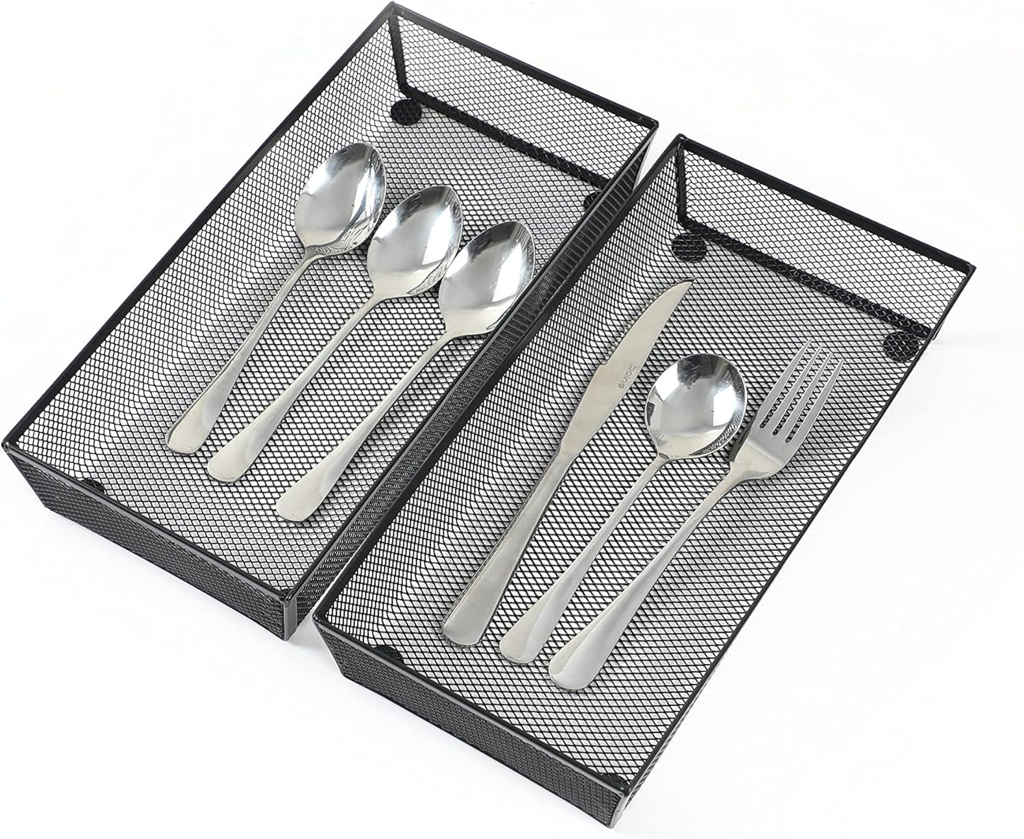 3 Pack Mesh Flatware Drawer Organizer for Kitchen/Office/Home Tools,Spoon Knife Fork Organizers Box Utensil Tabletop Storage Tray (12 x 6 x 2 Inch)