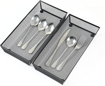 3 Pack Mesh Flatware Drawer Organizer for Kitchen/Office/Home Tools,Spoon Knife Fork Organizers Box Utensil Tabletop Storage Tray (12 x 6 x 2 Inch)