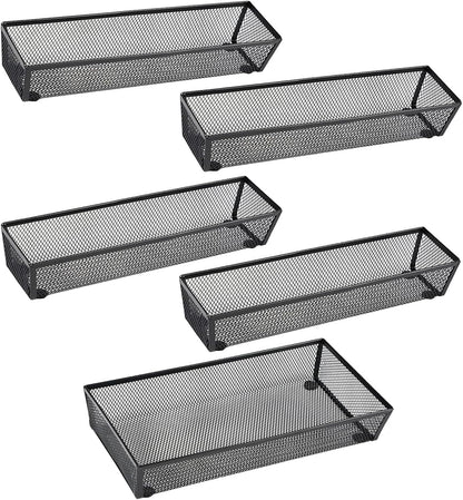3 Pack Mesh Flatware Drawer Organizer for Kitchen/Office/Home Tools,Spoon Knife Fork Organizers Box Utensil Tabletop Storage Tray (12 x 6 x 2 Inch)