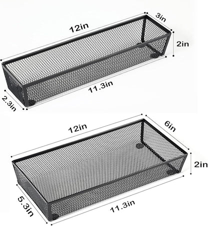 3 Pack Mesh Flatware Drawer Organizer for Kitchen/Office/Home Tools,Spoon Knife Fork Organizers Box Utensil Tabletop Storage Tray (12 x 6 x 2 Inch)