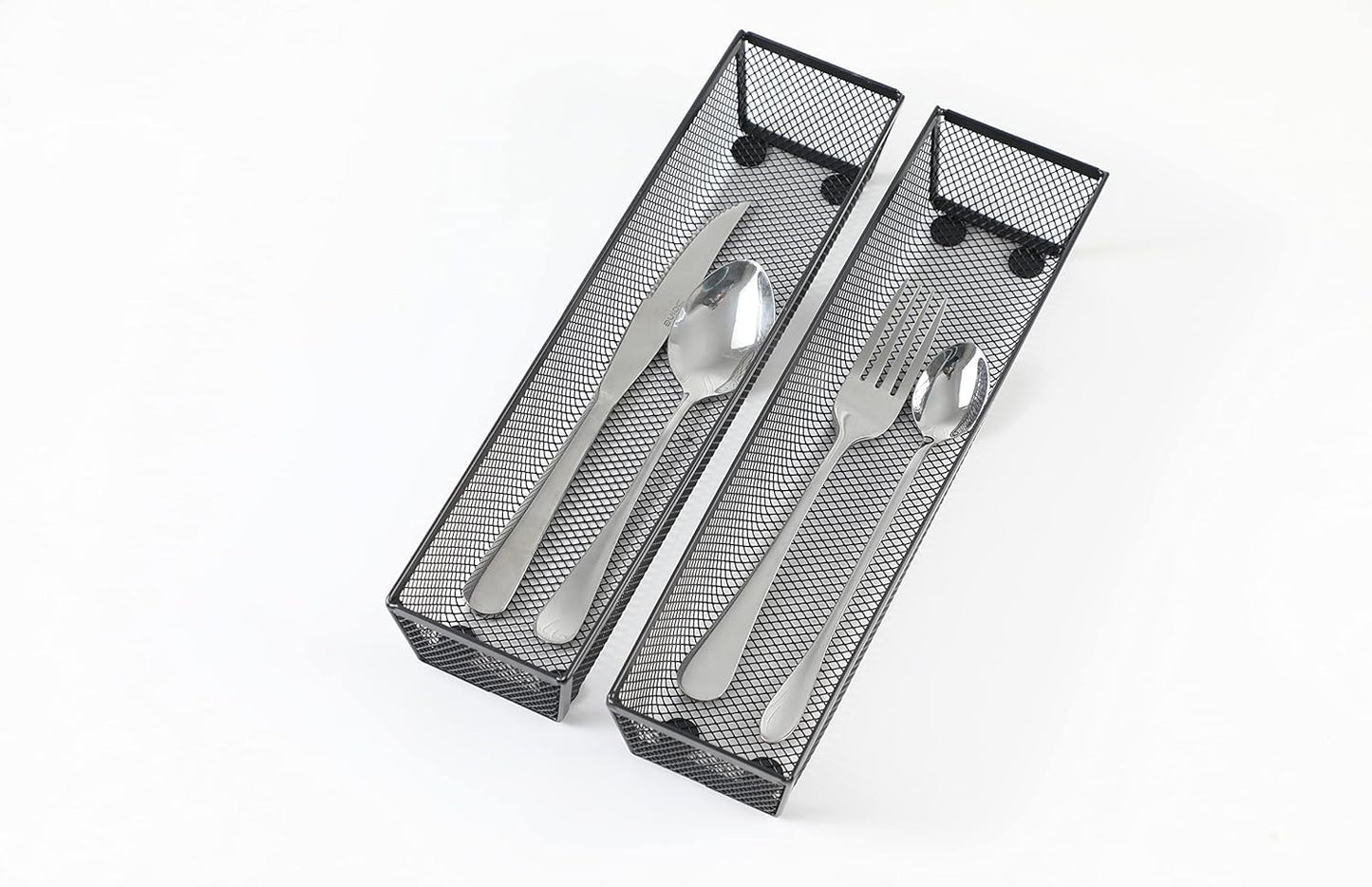 3 Pack Mesh Flatware Drawer Organizer for Kitchen/Office/Home Tools,Spoon Knife Fork Organizers Box Utensil Tabletop Storage Tray (12 x 6 x 2 Inch)