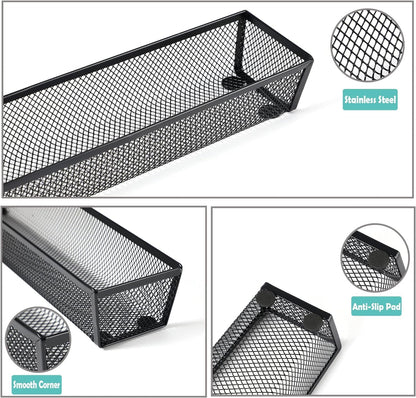 3 Pack Mesh Flatware Drawer Organizer for Kitchen/Office/Home Tools,Spoon Knife Fork Organizers Box Utensil Tabletop Storage Tray (12 x 6 x 2 Inch)