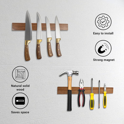 Wooden Magnetic Knife Holder - 8" Magnetic Knife Strips for Wall - knife storage kitchen accessories (8 inch)