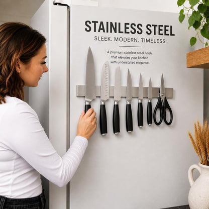 Magnetic Knife Holder 16 Inch Gunmetal – Exclusive Color Stainless Steel Strip, Rack & Bar for Wall or Fridge, No Drill Adhesive Kitchen Organizer, Premium Gift