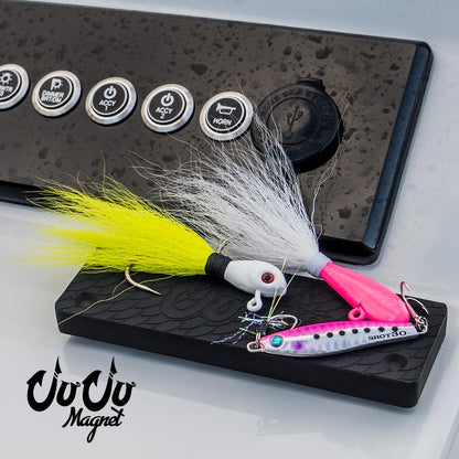 Juju Fishing Magnet | Oversized Magnet for Fishing Magnetic Tackle Storage, Lures, Pliers, Gun Holder | Used on Boats, Filet Table, Trucks (Gray)
