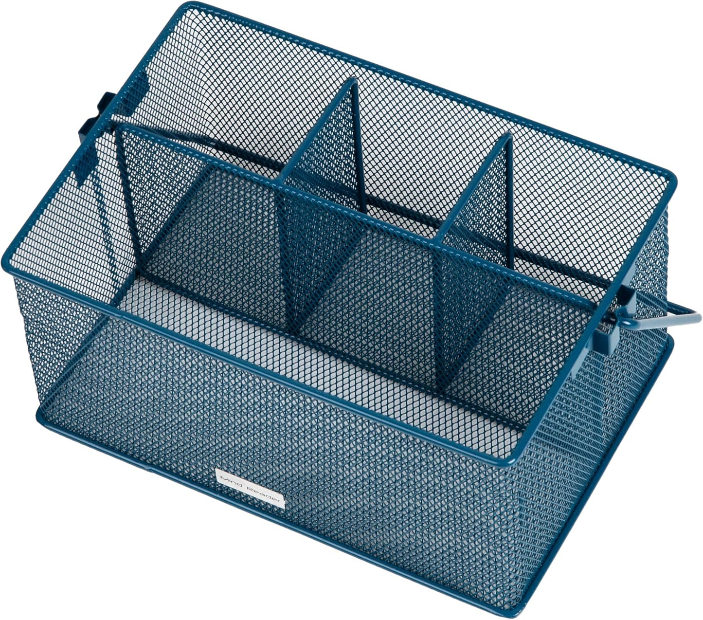 Multi-purpose Storage Caddy with Handle, Desktop Organizer, Cutlery Holder, 4 Compartments, Metal Mesh, Black