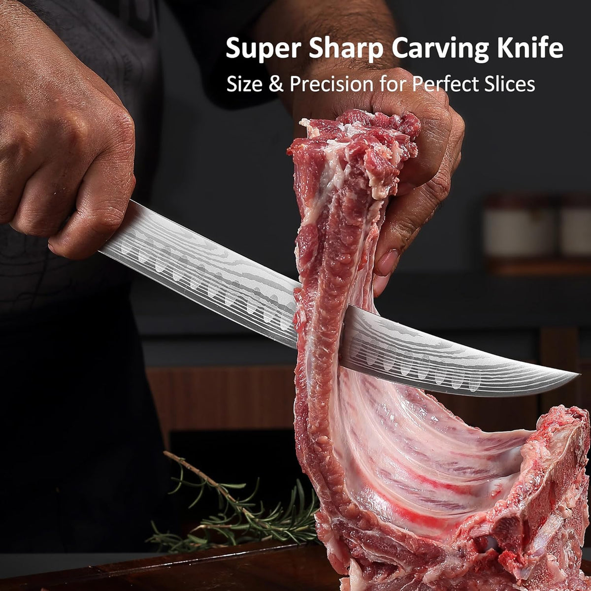 10″ Carving Knife, Curved Brisket Slicing Knife for Meat Cutting | Slicing Knife for Meat & BBQ, Razor Sharp High-Carbon Steel, Ergonomic Handle Design, Gifts For Men