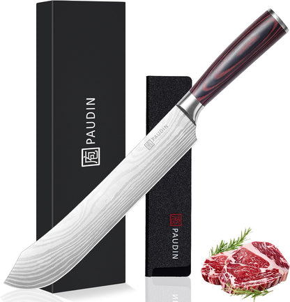 10″ Carving Knife, Curved Brisket Slicing Knife for Meat Cutting | Slicing Knife for Meat & BBQ, Razor Sharp High-Carbon Steel, Ergonomic Handle Design, Gifts For Men