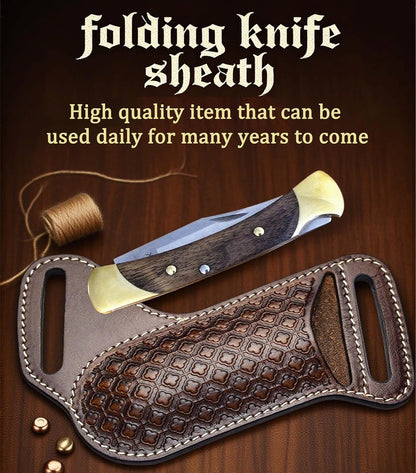 Knife Sheath,Thick Genuine Leather Knife Sheath for Belt,Fits Folding Pocket Knife Sheaths EDC Tool Holster