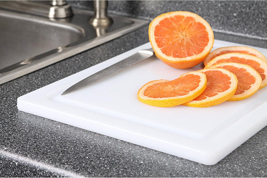 NSF Approved Poly Cutting Board with Juice Well, 12 x16 x 5/8", White