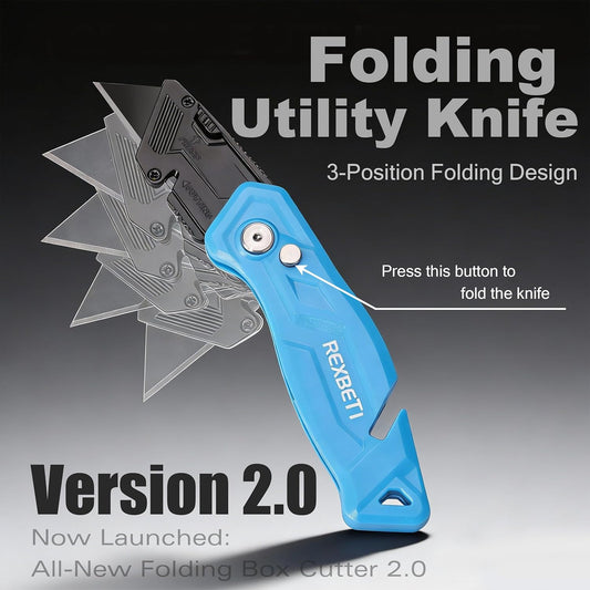 4-Pack Box Cutter Utility Knife, Folding Pocket Knife, 14 Blades | SK2 Black-Coated Anti-Rust Blades, Quick-Change Design, Safety Lock, One-Hand Operation, Folding Design for Cartons and DIY