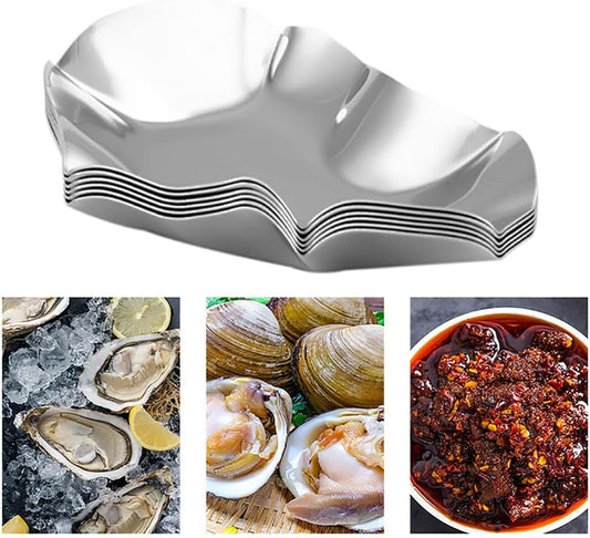 Stainless Steel Grillable Oyster Shells, Pack of 24 | Reusable, For Baked Grilled Shells, Metal Oyster Dish, For Seafood Cooking Oysters, Shrimp, Scallops, Clams
