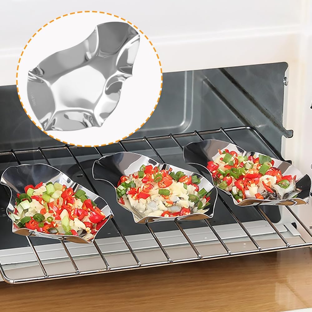 Stainless Steel Grillable Oyster Shells, Pack of 24 | Reusable, For Baked Grilled Shells, Metal Oyster Dish, For Seafood Cooking Oysters, Shrimp, Scallops, Clams