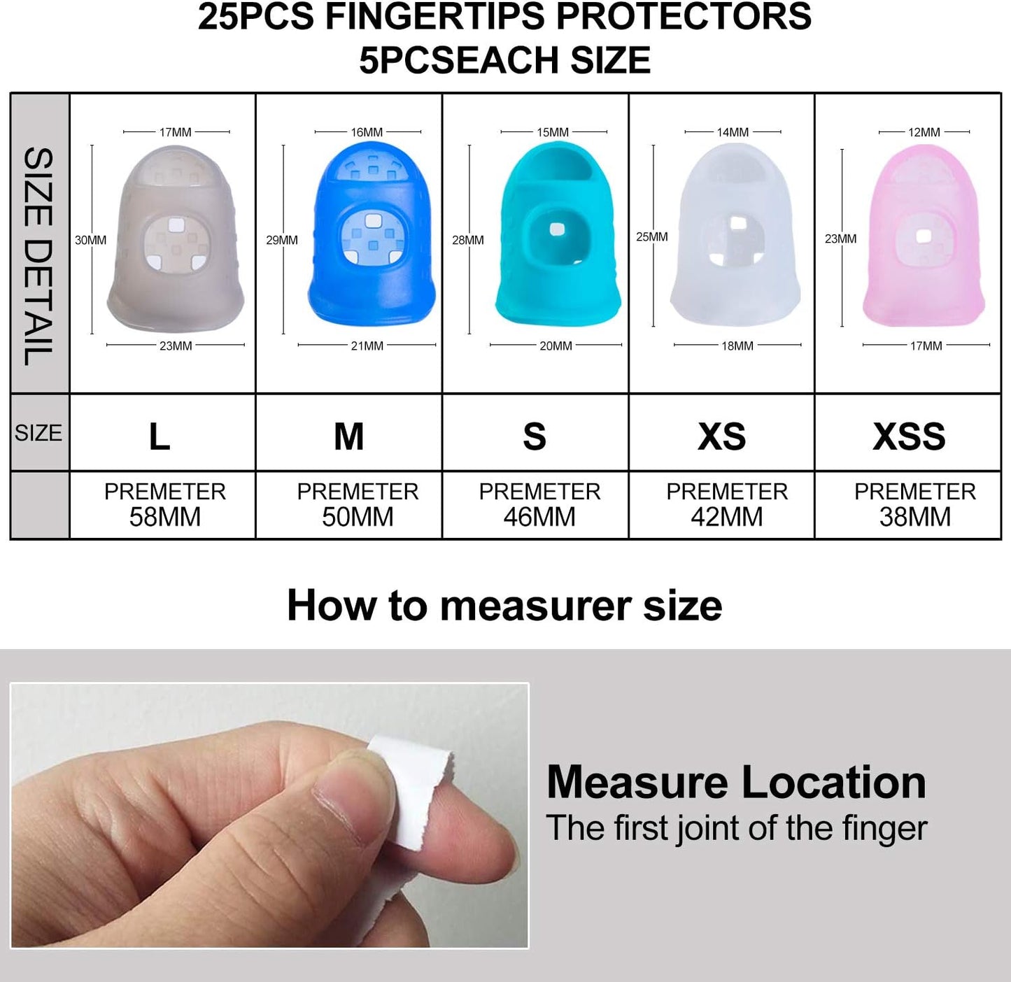 35Pcs Silicone Guitar Finger Protector, Guards Fingertip Protectors Fingertip Protection Covers Caps for Stringed Instruments, Sewing and Embroidery (5 Sizes)