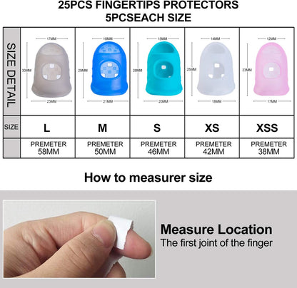 35Pcs Silicone Guitar Finger Protector, Guards Fingertip Protectors Fingertip Protection Covers Caps for Stringed Instruments, Sewing and Embroidery (5 Sizes)