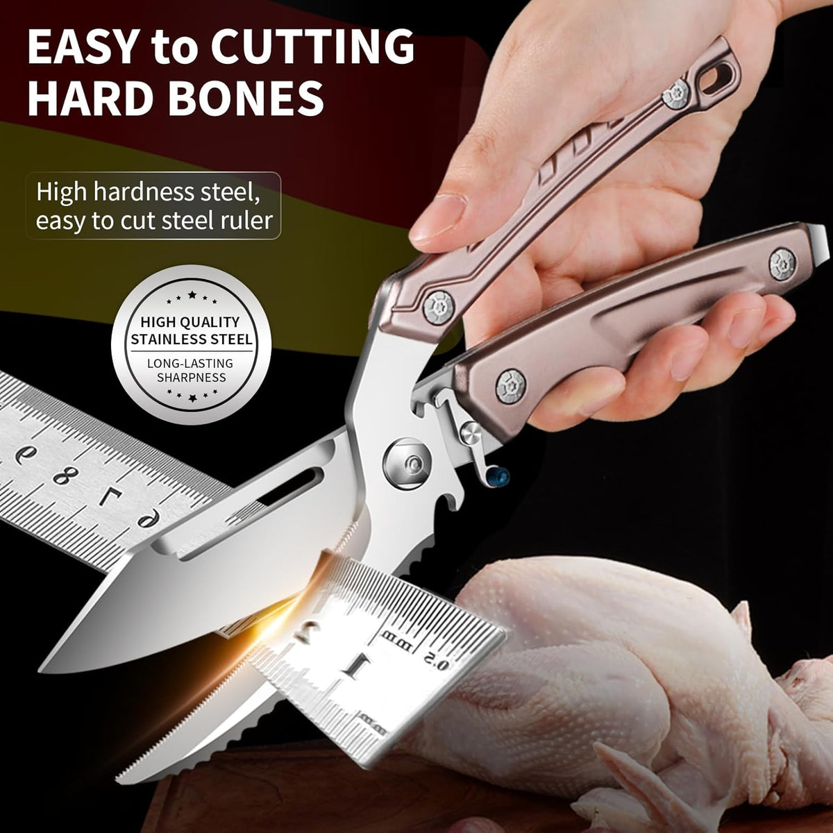Heavy Duty Poultry Shears, Kitchen Scissors for Chicken Turkey | Heavy Duty Poultry Shears For Chicken, Turkey, Meat And Bone Cutting With Sharp Blades, Durable Design And Easy Kitchen Prep