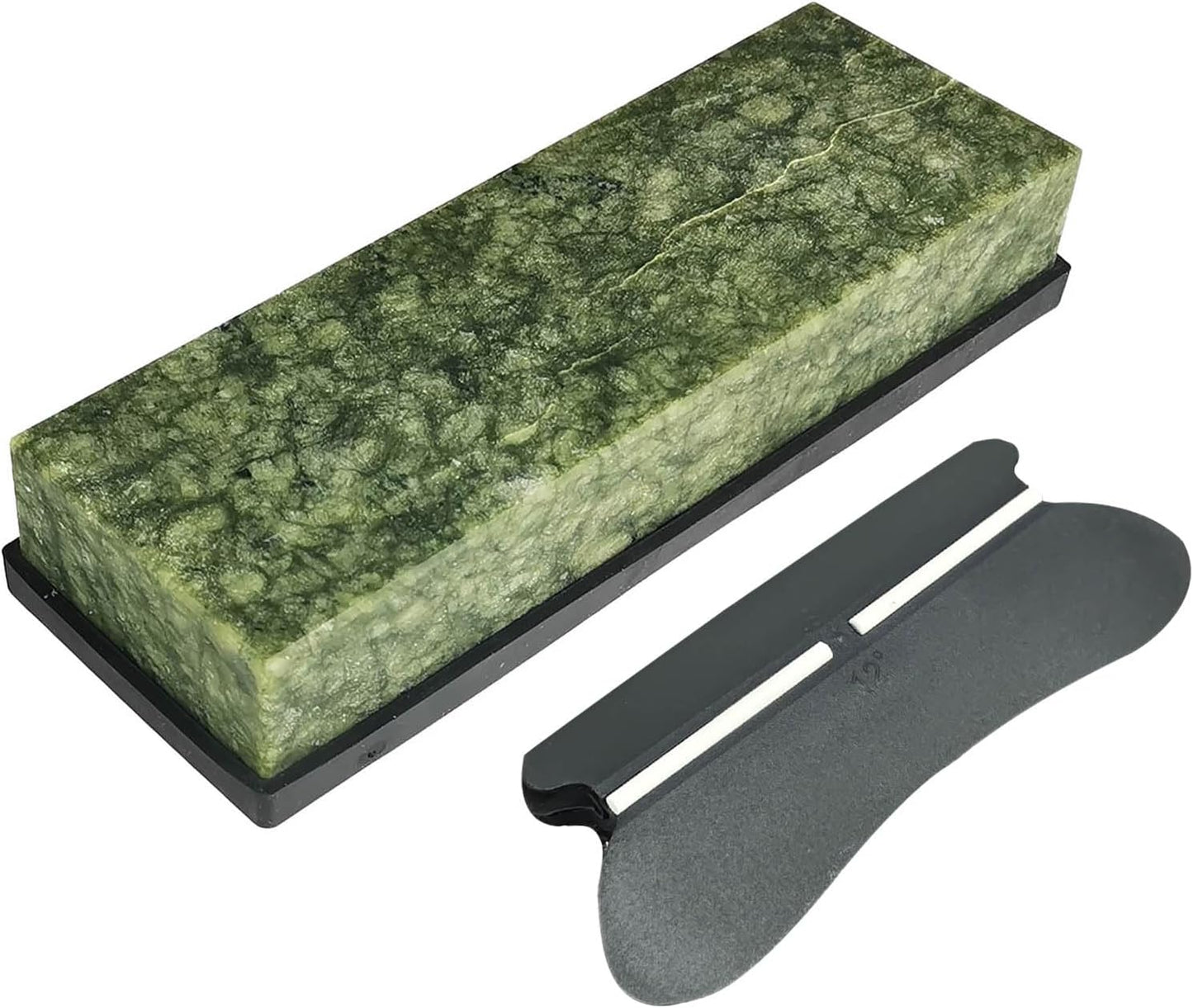 Large Size Polishing Sharpening Stone,Grit 10000# Knife Sharpener Whetstone Final Fine Polishing Natural Green Honing Oilstone for Knives Tools,Cutting Tools 180 * 60 * 30mm with Bamboo Base