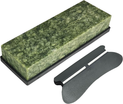 Large Size Polishing Sharpening Stone,Grit 10000# Knife Sharpener Whetstone Final Fine Polishing Natural Green Honing Oilstone for Knives Tools,Cutting Tools 180 * 60 * 30mm with Bamboo Base