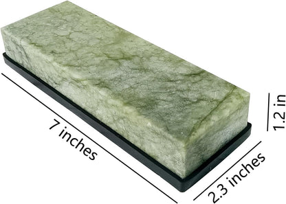 Large Size Polishing Sharpening Stone,Grit 10000# Knife Sharpener Whetstone Final Fine Polishing Natural Green Honing Oilstone for Knives Tools,Cutting Tools 180 * 60 * 30mm with Bamboo Base