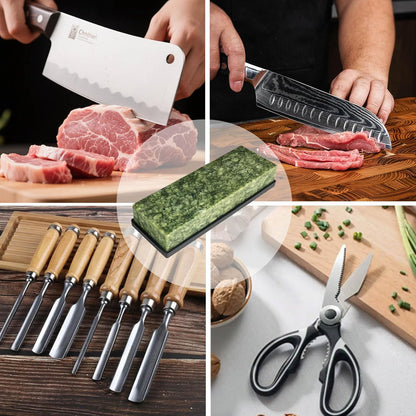 Large Size Polishing Sharpening Stone,Grit 10000# Knife Sharpener Whetstone Final Fine Polishing Natural Green Honing Oilstone for Knives Tools,Cutting Tools 180 * 60 * 30mm with Bamboo Base