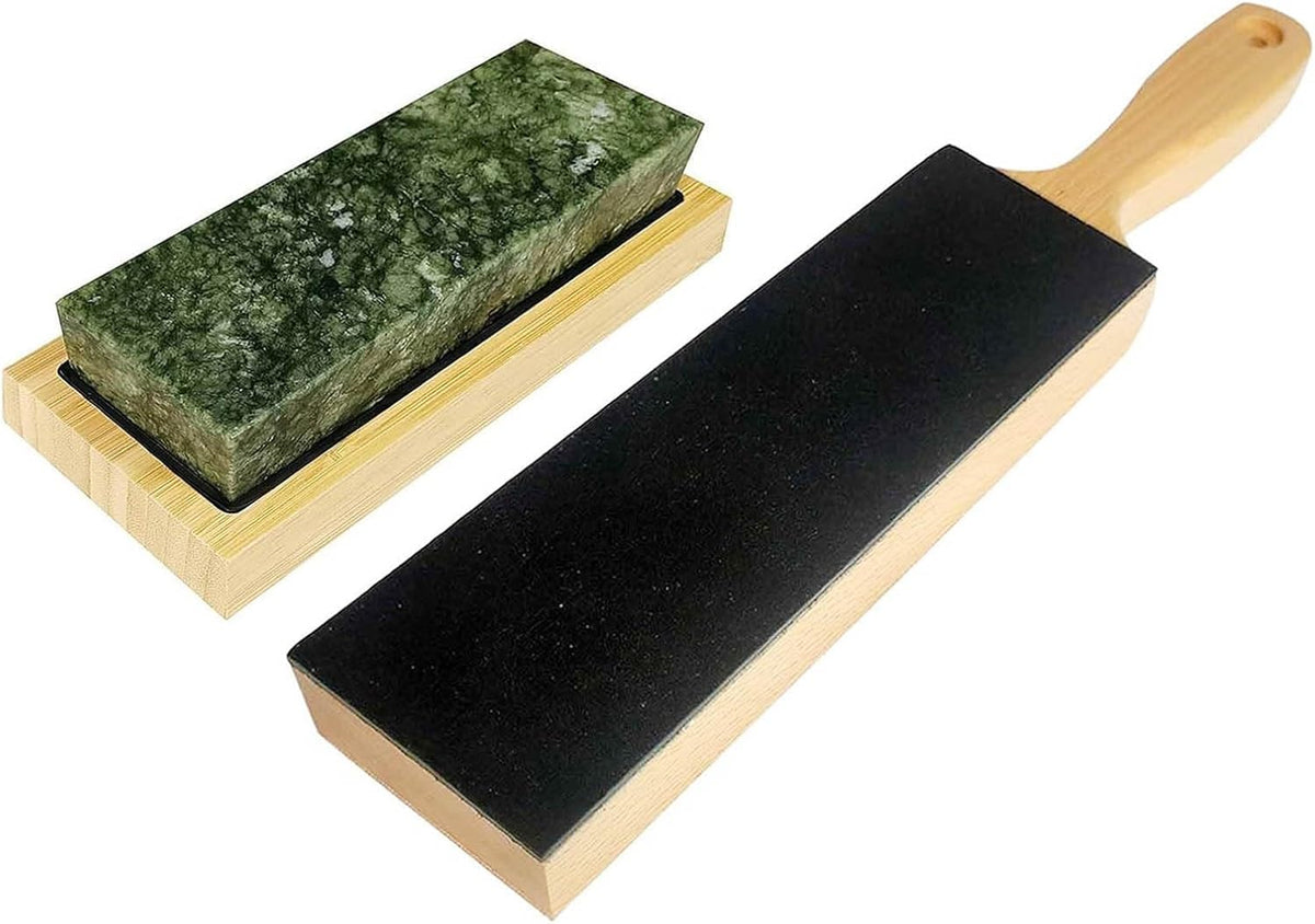Large Size Polishing Sharpening Stone,Grit 10000# Knife Sharpener Whetstone Final Fine Polishing Natural Green Honing Oilstone for Knives Tools,Cutting Tools 180 * 60 * 30mm with Bamboo Base