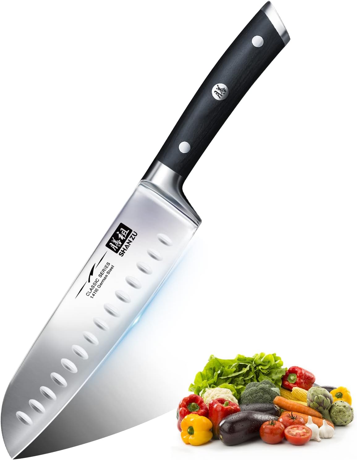 Chef Knife, Santoku Knife, Santoku Chef Knife 7 Inch High Carbon German Steel Chef Kitchen Knife with Gift Box