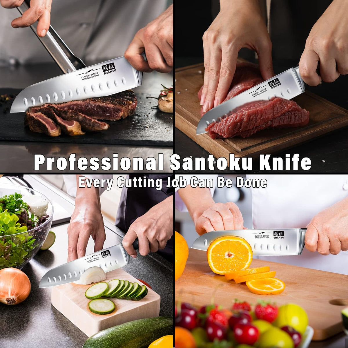 Chef Knife, Santoku Knife, Santoku Chef Knife 7 Inch High Carbon German Steel Chef Kitchen Knife with Gift Box