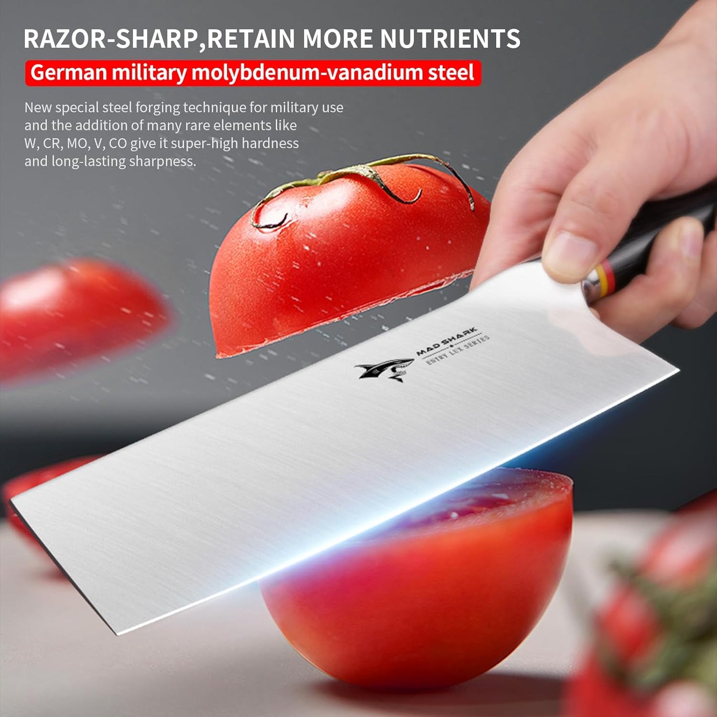 Meat Cleaver, Professional 7.5 Inch Bone Chopping Butcher Knife with Heavy Duty Blade, German Military Grade Composite Steel, Chinese Chef's Bone Cutting Knife for Home Kitchen & Restaurant