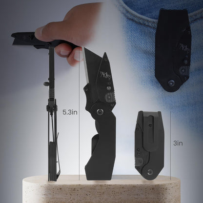 6-Pack Folding Utility Knife, Quick-Change Box Cutter with Razor Blades & Belt Clip, Portable Construction Tool for DIY, Outdoor & Warehouse Use, Black